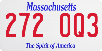 MA license plate 272OQ3
