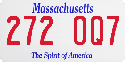 MA license plate 272OQ7