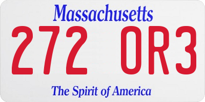 MA license plate 272OR3