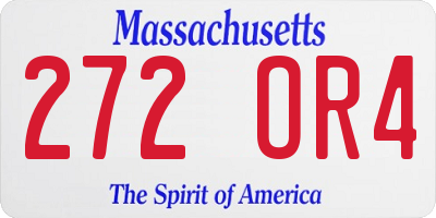 MA license plate 272OR4