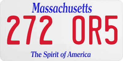 MA license plate 272OR5