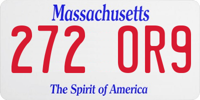 MA license plate 272OR9
