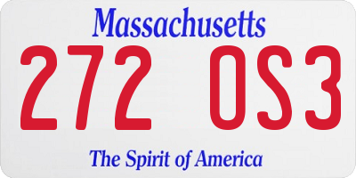 MA license plate 272OS3