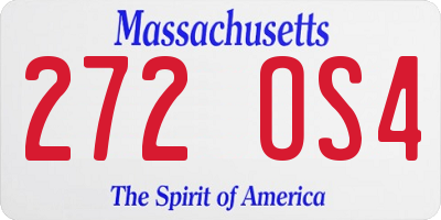 MA license plate 272OS4