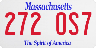 MA license plate 272OS7