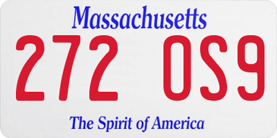 MA license plate 272OS9
