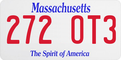 MA license plate 272OT3