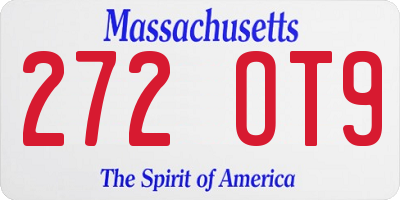 MA license plate 272OT9