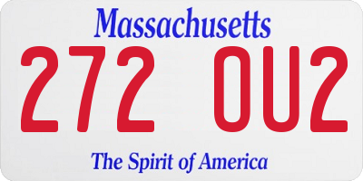 MA license plate 272OU2
