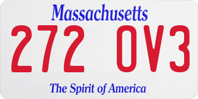 MA license plate 272OV3