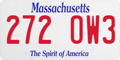 MA license plate 272OW3