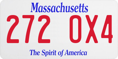 MA license plate 272OX4