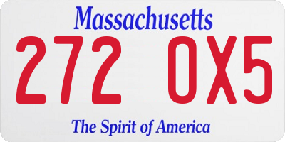 MA license plate 272OX5
