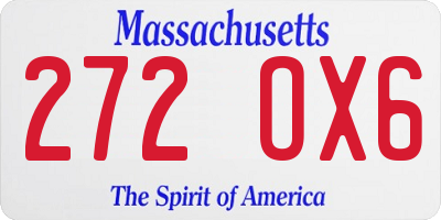 MA license plate 272OX6
