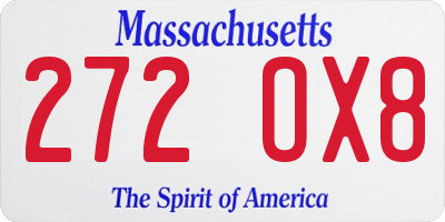 MA license plate 272OX8