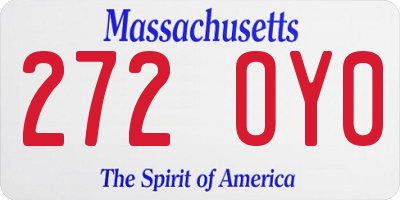 MA license plate 272OY0