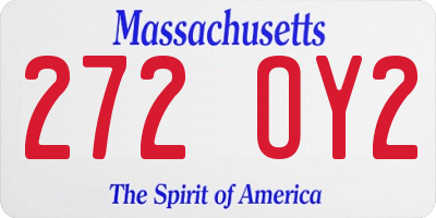 MA license plate 272OY2