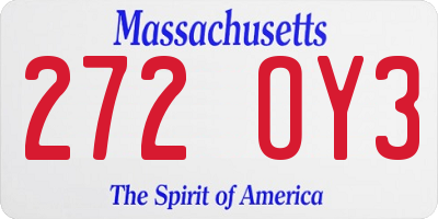 MA license plate 272OY3