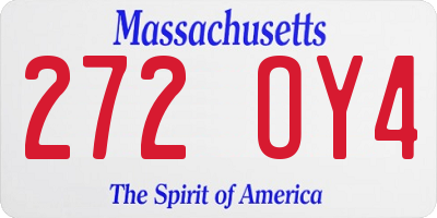 MA license plate 272OY4