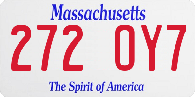 MA license plate 272OY7