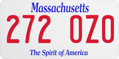 MA license plate 272OZ0