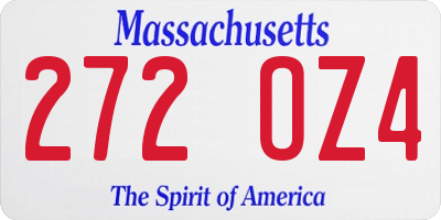 MA license plate 272OZ4