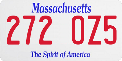 MA license plate 272OZ5
