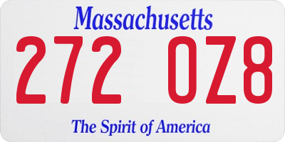 MA license plate 272OZ8