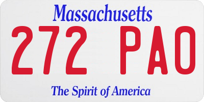 MA license plate 272PA0