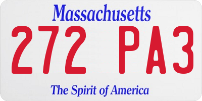 MA license plate 272PA3