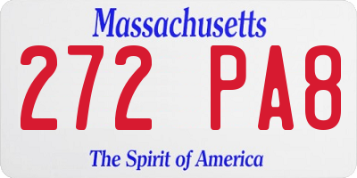 MA license plate 272PA8