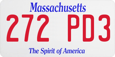 MA license plate 272PD3