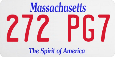 MA license plate 272PG7