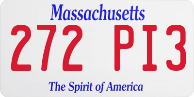 MA license plate 272PI3