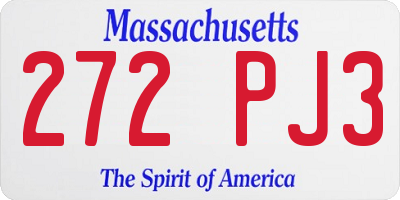 MA license plate 272PJ3