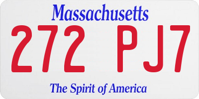 MA license plate 272PJ7