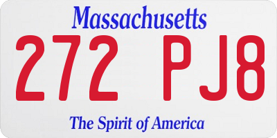 MA license plate 272PJ8