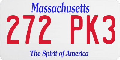 MA license plate 272PK3