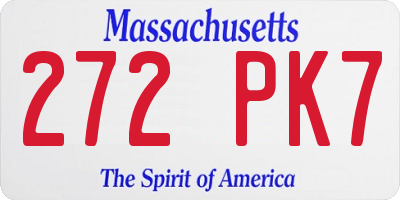 MA license plate 272PK7