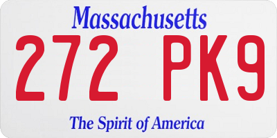MA license plate 272PK9