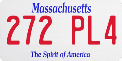 MA license plate 272PL4
