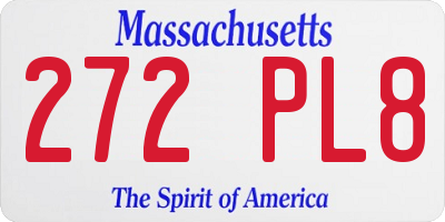 MA license plate 272PL8