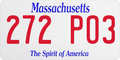 MA license plate 272PO3