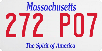 MA license plate 272PO7