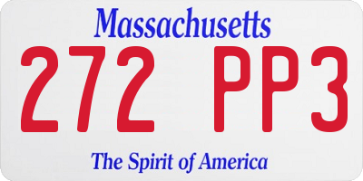 MA license plate 272PP3