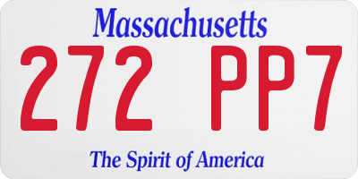 MA license plate 272PP7