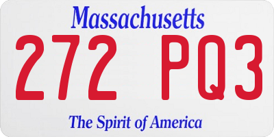 MA license plate 272PQ3