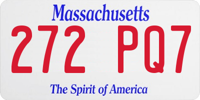 MA license plate 272PQ7