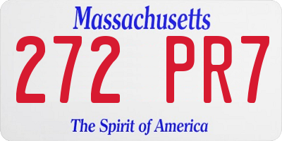 MA license plate 272PR7