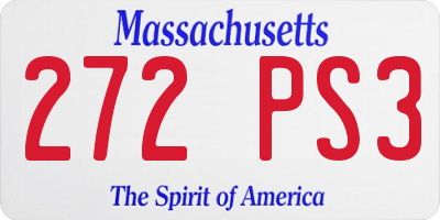 MA license plate 272PS3